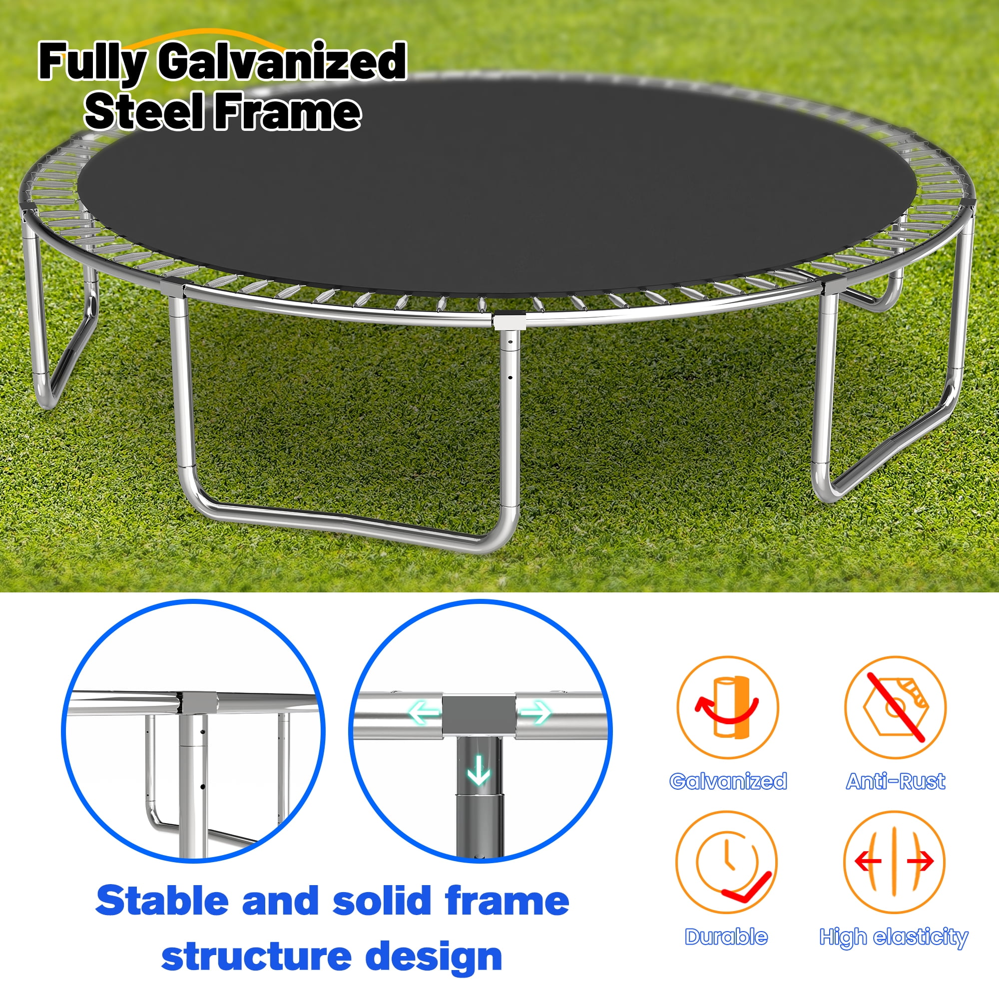 Leumius 14ft Trampoline with Basketball Hoop,Outdoor Trampoline with with Enclosure Net,Heavy-Duty Backyard Trampoline for Adults and Kids,Blue