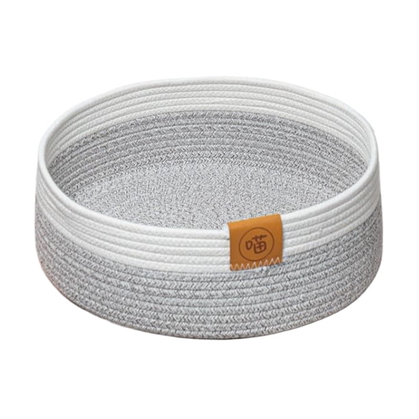 Methold Cama nido redonda para gatos con estera de cuerda de algodón gris, camas con radiadores para gatos grandes y divertidas Perchas para gatos B 40cm