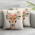 thumbnail image 3 of JRXY  Watercolor Animals Painting Throw Pillow Cover Cute Sika Deer with Flower Wreath Pillow Case Decorative Farmhouse Cushion Cover for Home Couch Bed (Deer) White, 3 of 5