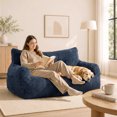 thumbnail image 6 of PamapicLife 61"W Bean Bag Chair Blue Large Foam Filled and Plush Corduroy Indoor Sofa, 6 of 8