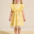thumbnail image 4 of ITSAME Sleeveless Dress for Girls, Trendy Bow Ruffle Cute Embroidery Fashion Princess Dresses Yellow 7-8T, 4 of 9