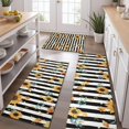 thumbnail image 2 of Black White Stripe Orange Leaf Sunflower Pattern Kitchen Rugs Sets Of 3,Kitchen Runner Rugs Non Skid Washable,Decorative Kitchen Floor Mats for Kitchen,Sink,Laundry,17"x30"+ 17"x47" + 17"x59", 2 of 6