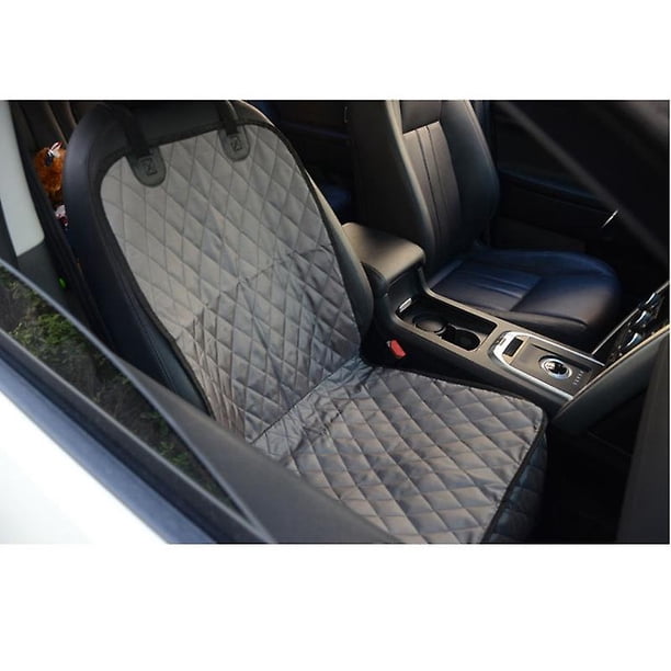 Accesorios de viaje para perros, cubierta de asiento de coche para perros, cubierta delantera para mascotas para coches, camiones y suvs-Oxford impermeable y nonsli, gris Feliz Sencillez