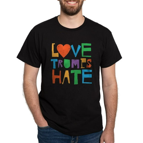 CafePress - Love Trumps Hate T Shirt - Men's Classic Graphic Cotton T-Shirt