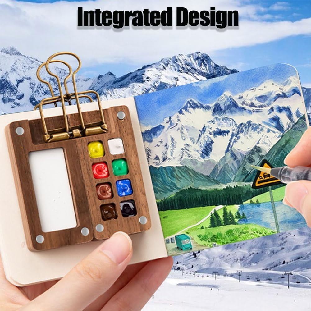Pocket Artist Watercolor Travel Set, Mini Watercolor Paint Set Paint Palette Travel Kit, Pocket Artist Watercolors Travels Sets for Artists(8 Grid )
