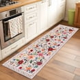 thumbnail image 3 of Pink Flowers Kitchen Runner Rug 2x6 Washable Runners for Hallway Non Slip Spring Farmhouse Floral Leaves Vintage Large Area Rug Indoor Floor Carpet for Bathroom Laundry Entryway Bedroom Living Room, 3 of 8