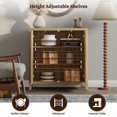 thumbnail image 6 of Surmoby 34.3" Rattan Sideboard Buffet Cabinet Set of 3,Boho Sideboard Storage Cabinet with Doors Farmhouse Kitchen Buffet Credenza, Liquor Cabinet Accent Cabinet,Light Oak, 6 of 7