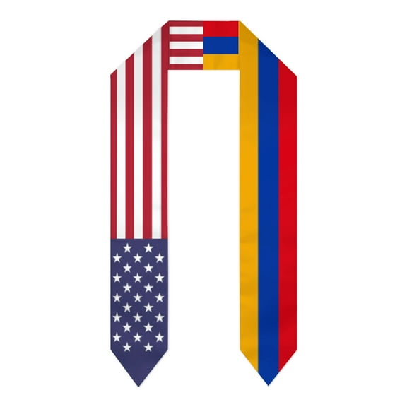 Armenia & USA United States Flag Shawl Sash Stole Graduation Shawls Wraps Scraf For International Study