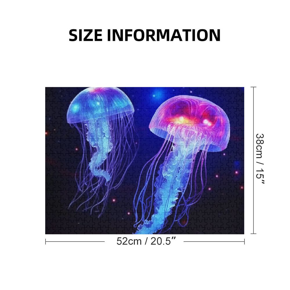 PRATYUS Jellyfish Bioluminescence Hologram Wooden Jigsaw Puzzle Wall Art Decor Gift for Family Friends 500 PCS