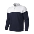 thumbnail image 4 of Xaqiouau Mens Colorblock Quarter-Zip Stand Collar Sweatshirt Long Sleeve Ribbed Cuffs Regular Fit Pullover for Spring & Fall Casual Everyday Tops White XXL, 4 of 8