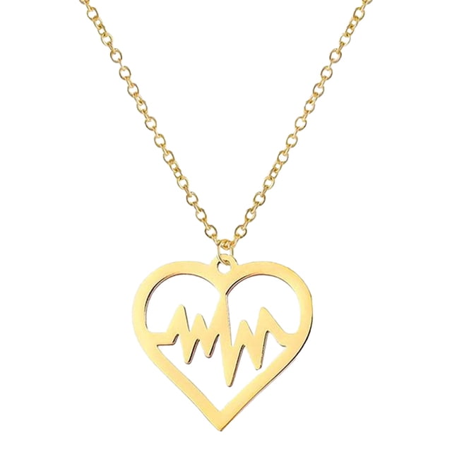 collar con colgante en forma de corazón para mujer, accesorio para el cuello (dorado)