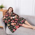 thumbnail image 5 of Oversized Wearable Blanket Hoodie,Pioneer Flower Floral Print Pattern Sherpa Blanket Hoodie with Super Pockets,Super Warm Fuzzy Pullover for Women & Men, 5 of 6