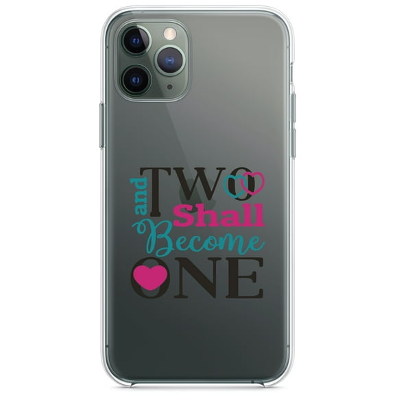 DistinctInk Clear Shockproof Hybrid Case for iPhone 11 Pro MAX (6.5" Screen) - TPU Bumper Acrylic Back Tempered Glass Screen Protector - Two Shall Become One - Wedding