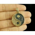 thumbnail image 4 of 14k Yellow Gold Plated 2Ct Black Round Simulated Diamond Women's Disk Symbol Pendant, 4 of 5