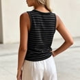 thumbnail image 5 of Karymi Tops for Women Trendy Horizontal Striped Crew Neck Wide Strap Tank Top, Shift Casual Sleeveless Camisole, Everyday Wear Tee Summer Tops, 5 of 8