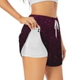 thumbnail image 1 of Balery Dark Purple Glitter Pantalones cortos deportivos para mujer con forro y dos bolsillos, elásticos, para entrenamiento, gimnasio, yoga-Small, 1 of 7