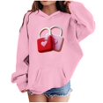 thumbnail image 2 of Girls Valentine's Day Hoodie Pink Cute Heart Lock Print Pullover Soft Kids Sweatshirt 3-14 Years,Size 3-4 T, 2 of 5