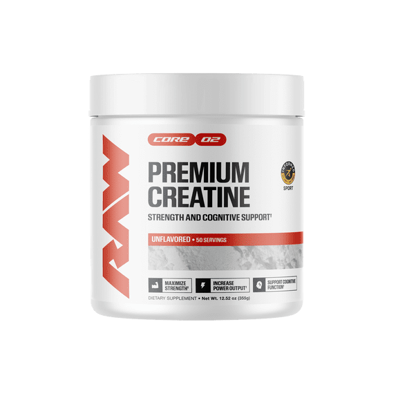 RAW Nutrition Essential 100% Pure Creatine Monohydrate Powder, Unflavored, 50 Servings