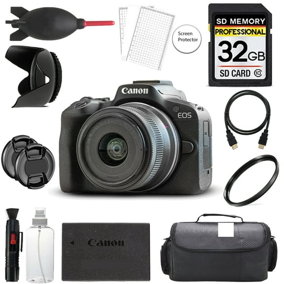 Canon EOS R50 Mirrorless Camera with 18-45mm Lens (Black) 32GB Bag UV Filter- Basic Kit (International Version)