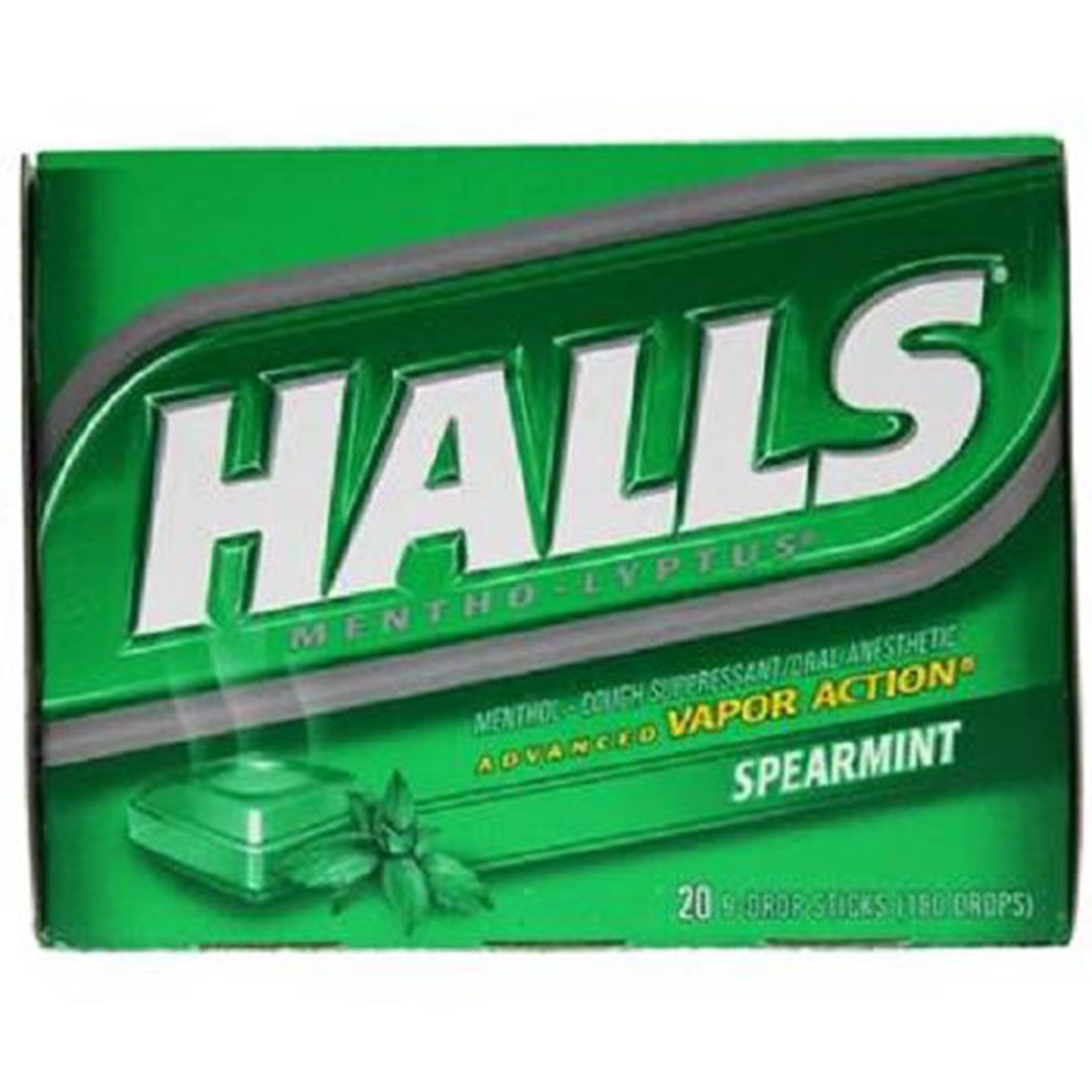 HALLS Cough Drops, (Spearmint, 9 Drops, 20Pack)
