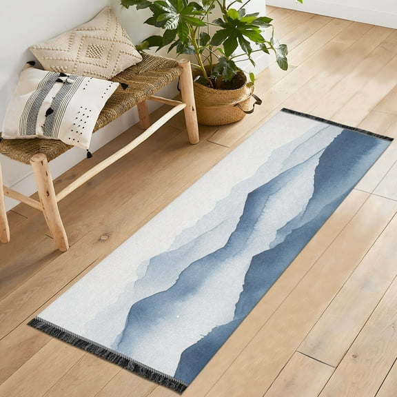 Yayeee Runner Rug for Bedroom 2'x6' Machine Washable Hallway Non Slip Mat, Watercolor Mountains