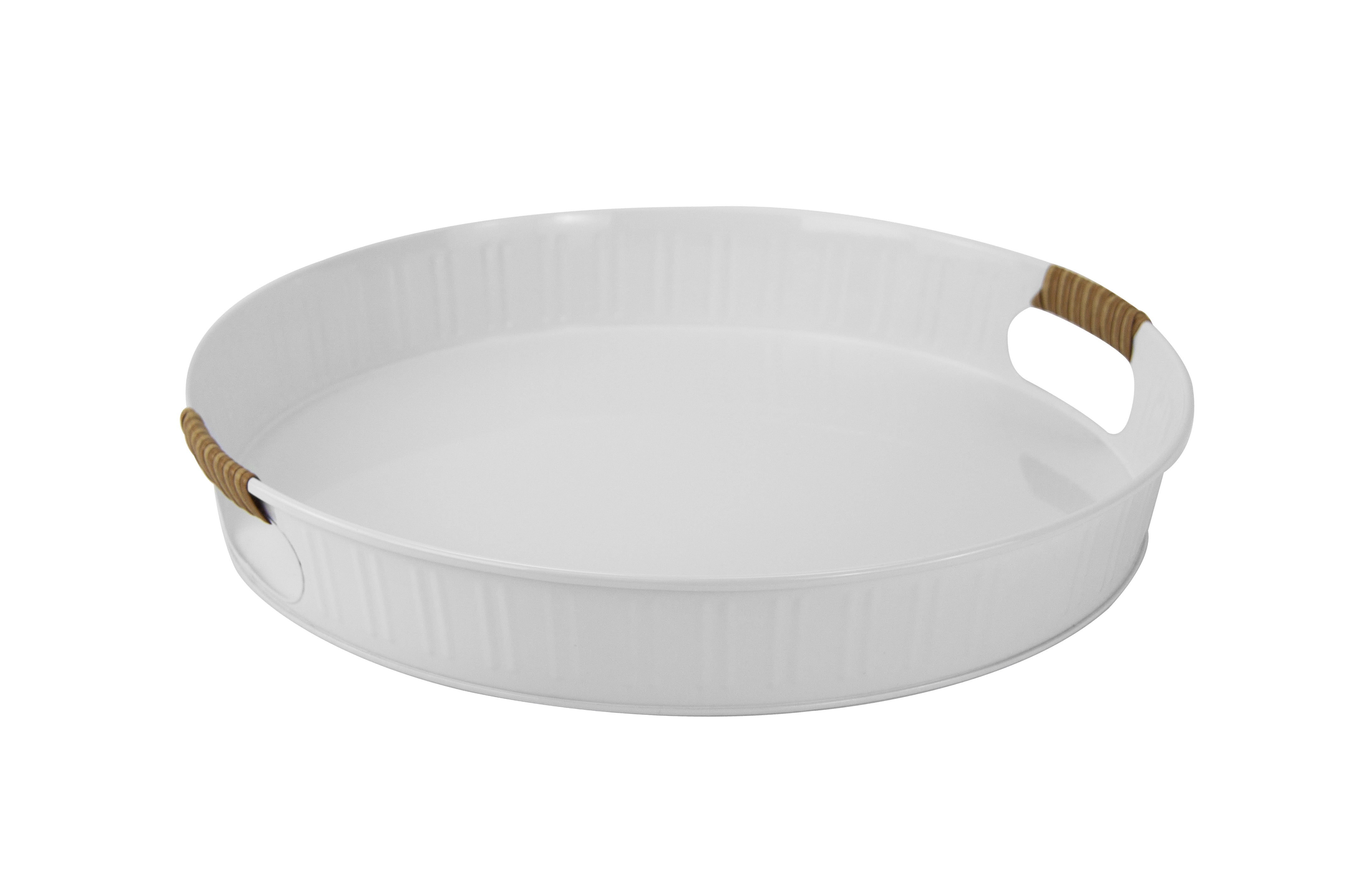 White round top serving tray