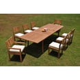 thumbnail image 4 of Grade-A Teak Dining Set: 8 Seater 9 Pc: 118" Double Extension Rectangle Table And 8 Veranda Chairs (2 Arm & 6 Armless Chairs) WholesaleTeak #WMVR40, 4 of 5