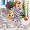 thumbnail image 4 of FORMRS Girls Short Sleeve Dress Summer Casual Round Neck A-line Beach Sundress, Sizes 2T-8T, Pink and Purple Flowers, 4 of 8