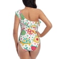 thumbnail image 5 of Pofeuu Turtle Flower Print Women's One Piece Swimsuits One Shoulder Swimwear Asymmetric Ruffle Monokinis Bathing Suits-X-Large, 5 of 6