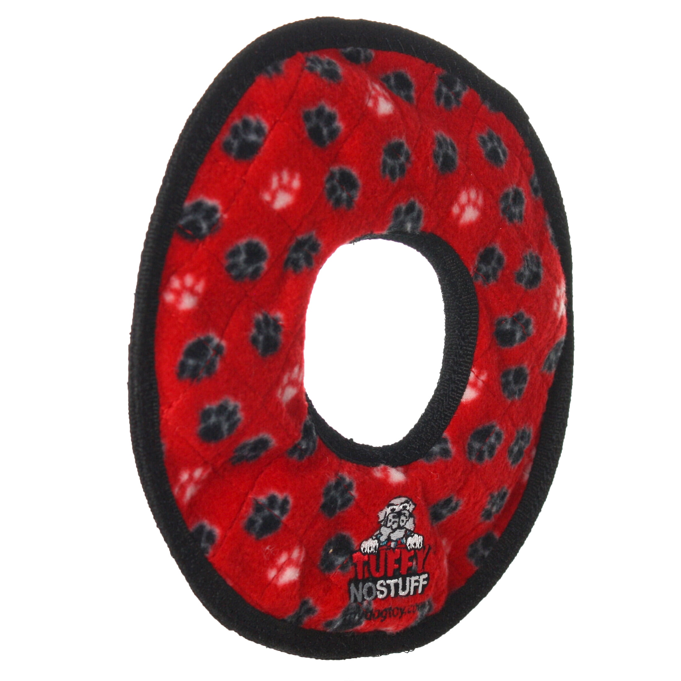 Tuffy No Stuff Ultimate Ring Red Paw Durable Squeaky Dog Toy
