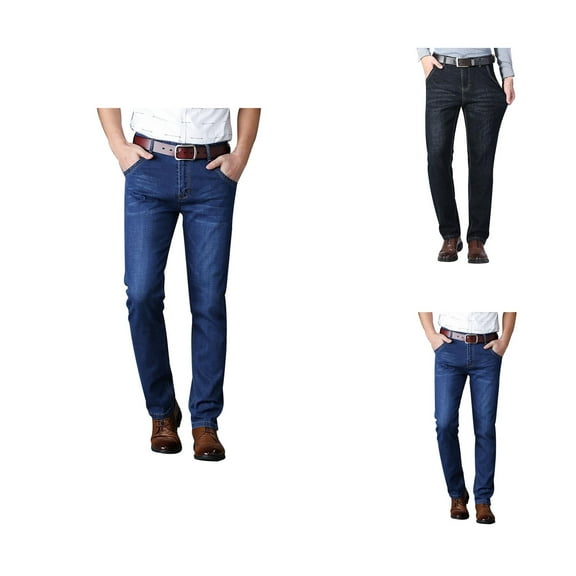 Winter Jeans for Men 2025 Lined Slim Fit Warm Stretchy Straight Leg Casual Denim Pants with Pockets Trousers