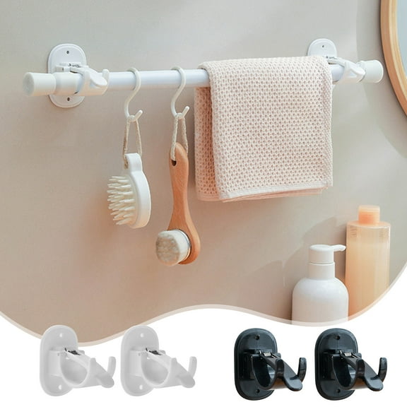 Msgweeeg Over the Door Storage Over the Door Hooks Transform Your Space with Curtain Rod Hooks No Drill Adhesive Bracket Clip 2pcs Easy Install Horizontal Rod Curtain Rod Adhesive Hooks