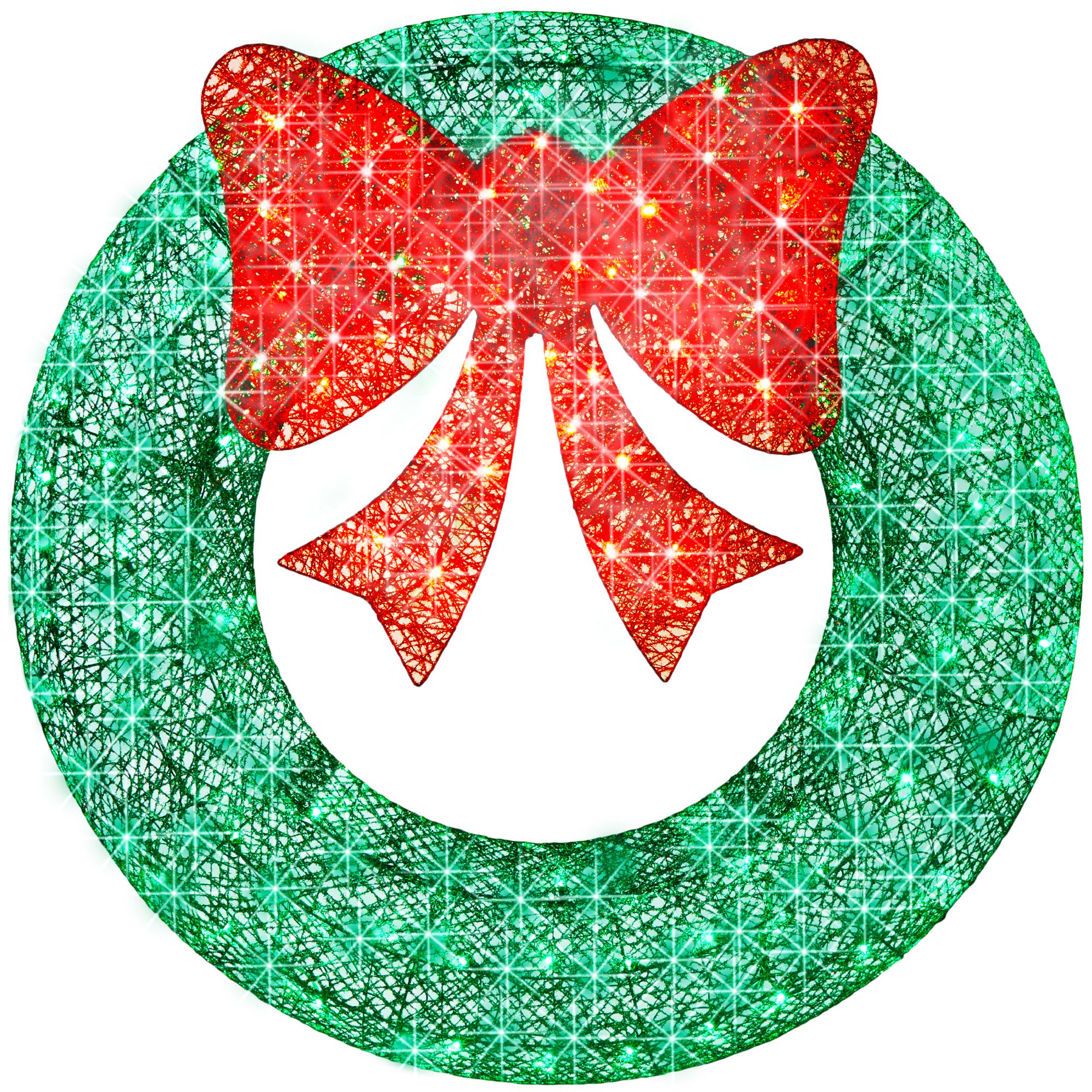 Best Choice Products 60in Pre-Lit Outdoor Christmas Wreath, LED Metal Holiday Decor w/ 206 Lights, Bow - Green/Red