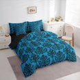 thumbnail image 3 of Homewish Baroque Floral 7pcs Bedding Comforter Set,Retro Victorian Queen Bedding Sets,Blue Black Queen Sheet Sets For Adults,Microfiber Bedroom Decor Reversible, 3 of 8