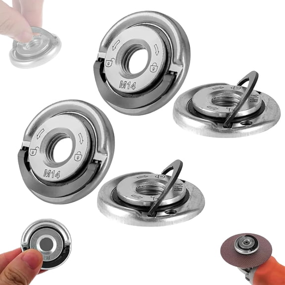 2026 Angle Grinding Tool Flange Nut - 4PCS M14 Angle Grinder Locking Retaining Flange Nut, Quick Clamping Replacement Part for Angle Grinder Discs, Secure & Durable Grinder Accessory