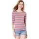 thumbnail image 4 of Camiseta básica de ajuste slim con cuello redondo y mangas de codo para mujeres INSPIRE CHIC, T-shirt impresa, 2XL, rosa, 4 of 8