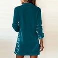 thumbnail image 6 of Womens Velvet Dress Long Sleeve Side Sequins Sparkly Elegant Short Dresses Lapel V Neck Party Outfits (2XL, Sky Blue), 6 of 7