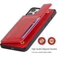 thumbnail image 4 of Compatible with iPhone 14 Pro Luxury PU Leather Case with Card Holder,Cash Slots,Stand Function Back Wallet Case Flip Wrist Strap Double Magnetic Clasp Case for iPhone 14 Pro 6.1",Red, 4 of 13