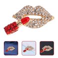 thumbnail image 4 of Lip Lipstick Brooch Pin Women Clothes Lapel Pin Rhinestone Brooch Pin Decoration, 4 of 6