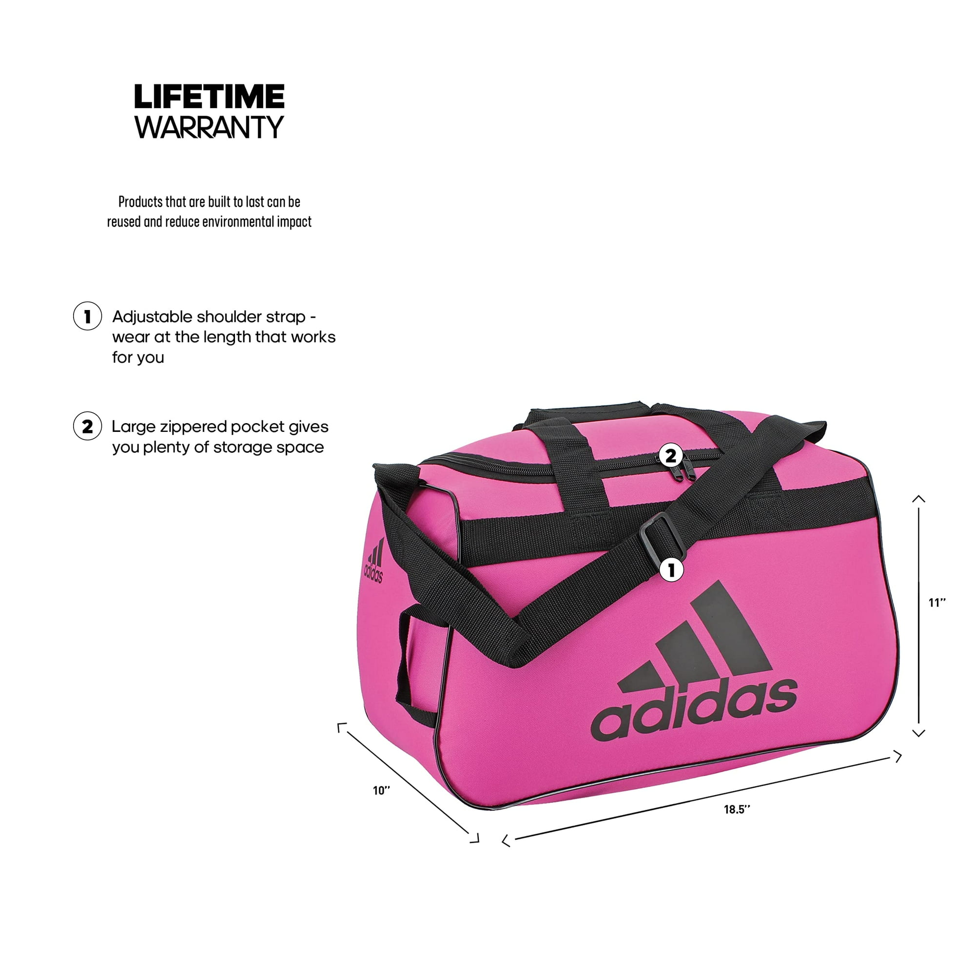 adidas Unisex Diablo Small Duffel Bag Intense Pink Black Small Walmart