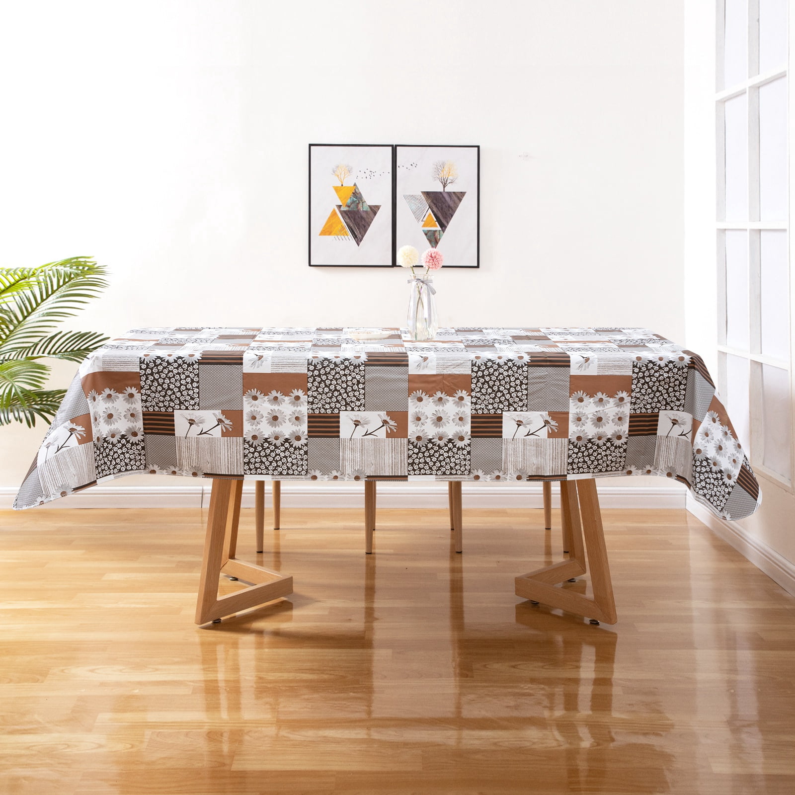 Ray Star 52x90 Christmas Tablecloth Disposable Tablecloth Snowman Halloween Vinyl Tablecloth with Flannel Backing