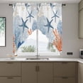 thumbnail image 4 of Summer Ocean Swag Valances for Windows 2 Pack Nautical Sea Watercolor Orange Blue Starfish Corals Swag Kitchen Curtains 45 Inches Long Rod Pocket Short Window Treatment for Kitchen Bathroom 36"x45", 4 of 9