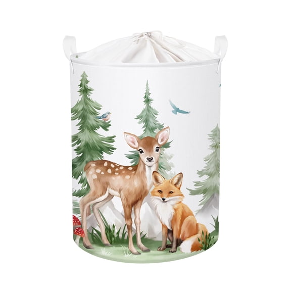 HUUMONSS Forest Animals Baby Laundry Hamper Collapsible Clothes Kids Storage Basket Bear Fox Large Boys Girls Gift Toy Box Bin for Nursery, Deer, 36L