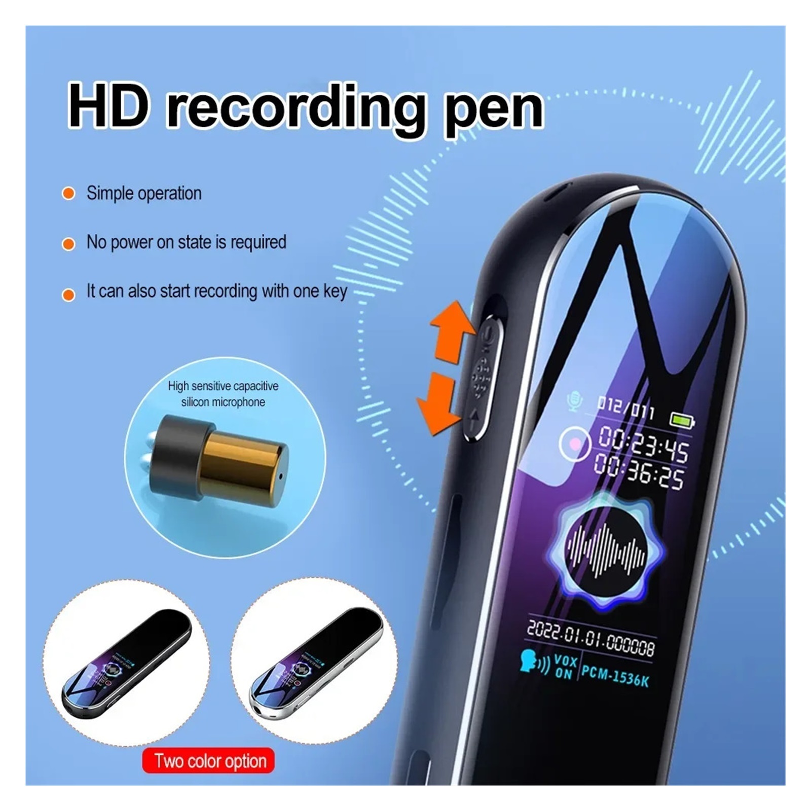 Multi-Function Voice Recorder Espia Stereo Sound Pickup Dynamic Noise Reduce Dictaphone ,Excellent Sound Quality