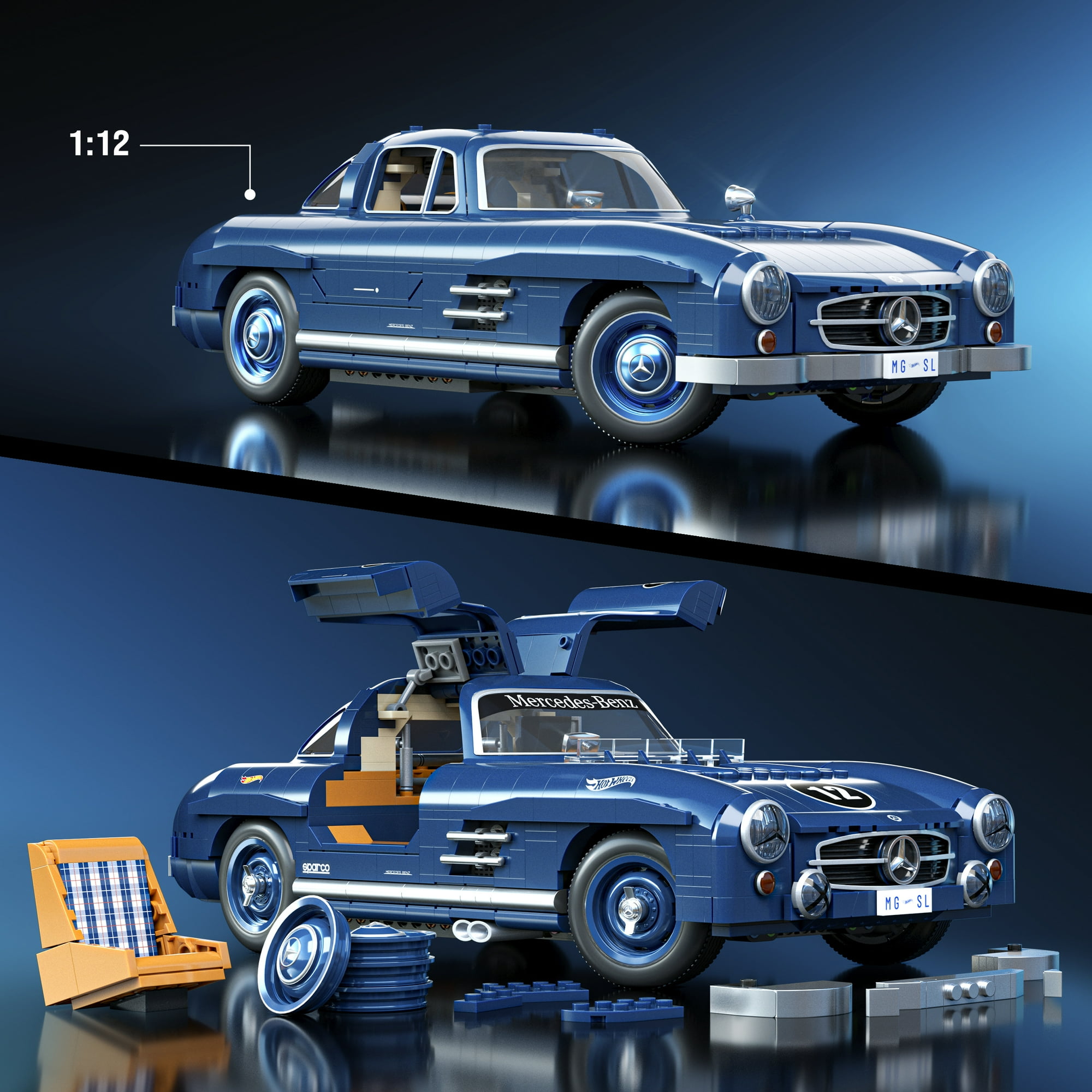 ミニカー Hot Wheels Mercedes-Benz 300 SL Mattel Brick Shop Hot Wheels Mercedes-Benz 300 SL Building Toy Kit