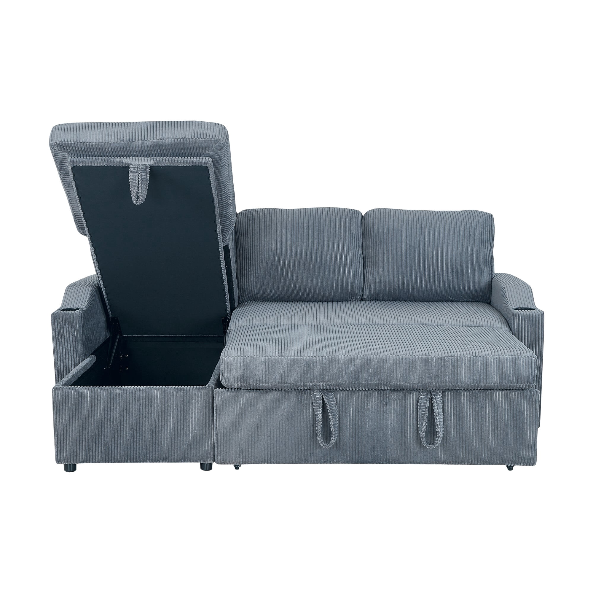 Gewnee Pull Out Sofa Bed,3 In 1 Sleeping and Seating Sofa with Storage Function,with Corduroy Fabric L-shaped Sofa,Suitable for Living Room,Bedroom and Apartment(Gray)