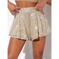 thumbnail image 4 of Womens Sparkly Sequin Shorts Glittery Skort Party Wear Disco Shiny Metallic Skirt Shorts Champagne Color L, 4 of 7