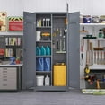 thumbnail image 5 of Lockable Storage Cabinet,Utility Closet with Doors and Shelves,Steel Cabinet with Adjustable Shelves for Home,Garage,Gray, 5 of 8