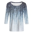 thumbnail image 3 of ZHENHONG Graphic Tees for Women, Women's Fashion Casual Floral Stripe Print Three Quarter Sleeve T Shirt Going Out Tops, 3 of 5