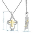 thumbnail image 3 of Jewelili 10K Yellow Gold and Sterling Silver with Natural White Round Diamond Pendant Necklace, 18" Box Chain, 3 of 12